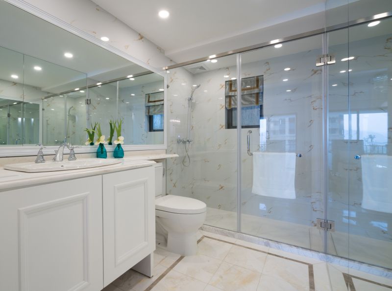 Sliding Door Shower in Tiny Bathroom